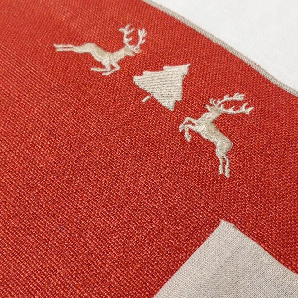 Set tovaglietta americana in Lino Ricamata Natale con Tovagliolo