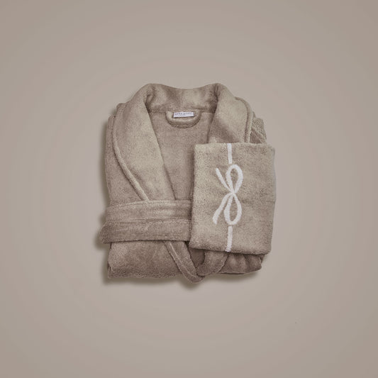 Accappatoio Ricamato a Scialle Fiocco in Spugna 570 g/m2