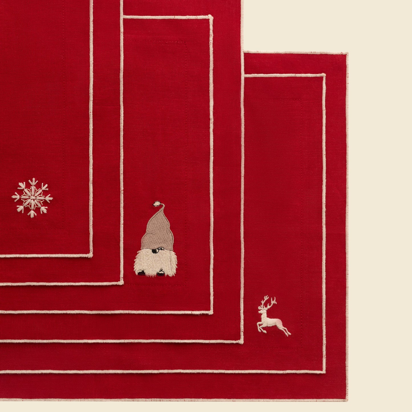 Set Americano Ricamato Natale in Cotone Tovaglietta e Tovagliolo