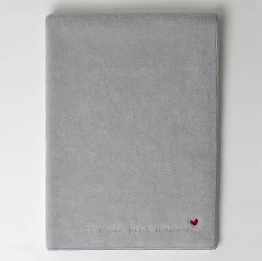 Strofinaccio in morbida Spugna con Ricamo Cuore e frase personalizzata
