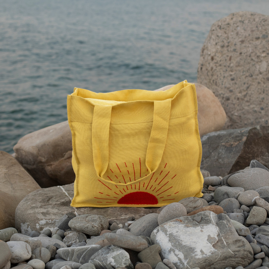 Borsa Spiaggia + Telo Mare con ricamo Sole