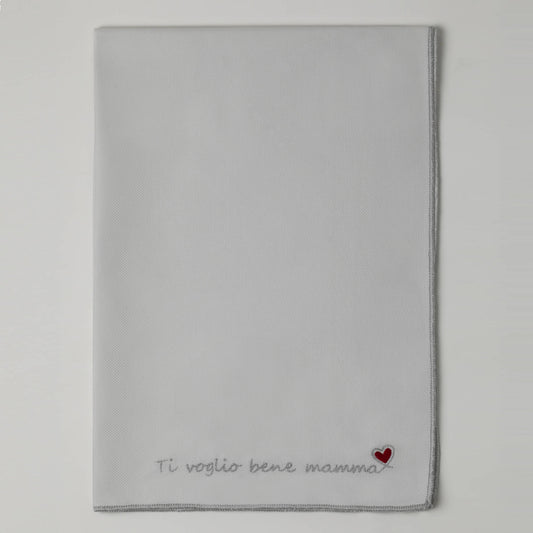 Strofinaccio in Cotone con Ricamo Cuore e frase personalizzata